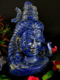 Lord Shiva Head in Lapis Lazuli Stone - Embrace the Power and Beauty of the Divine - 9.5 inches and 4.55 kgs