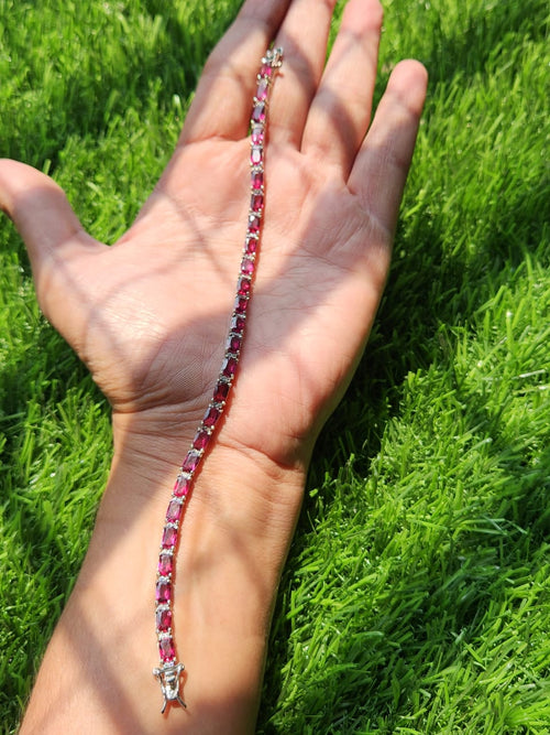 Rhodolite Bracelet made in 925 silver with Rhodium plating | Gift for girlfriend | Crystal Jewelry | Rhodolite Jewelry | Gemstone jewelry