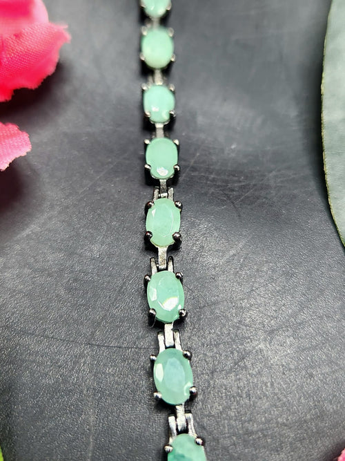 Emerald Bracelet made in 925 silver with black rhodium plating | Gemstone Bracelet | Crystal Jewelry | Mothers day gift | Silver gifts | May Birthstone