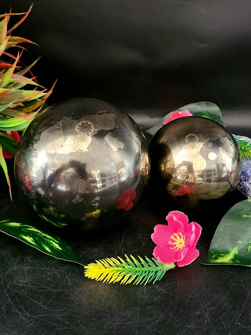 Golden Marvels: Pyrite Spheres - Illuminating Creativity, Protection, and Harmony - 2 units