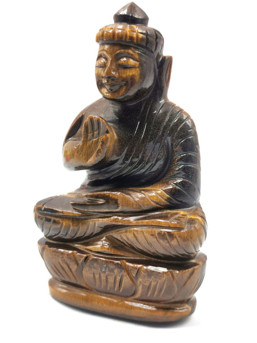 Tiger Eye gemstone Buddha - handmade carving of serene and meditating Lord Buddha - crystal/reiki/healing