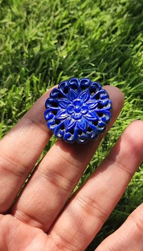 Lapis Lazuli Mughal Floral Carving for Pendants - Lot of 10 pcs