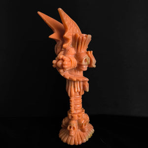 Sunstone Flying Dragon with Spread Wings Sitting on a Pillar of Skulls: A Symbol of Power, Protection and Creativity