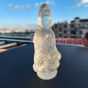 Kwan Yin Carving in Clear Quartz: A Powerful Symbol of Peace and Positive Energy | Guanyin | Avalokiteshvara