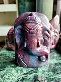 Sacred Stone Carvings Lot of 8 : Ganesh and Buddha Artisanship in Fluorite, Labradorite, Clear Quartz, and Ruby Kyanite