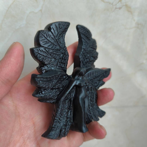 Black Obsidian Winged Angel: A Symbol of Protection, Purity and Peace | Weighing 170 grams