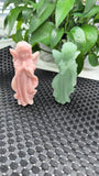 Chinese Dragon Carving in Charoite Gemstone, 3 angels in pink opal & aventurine - final payment