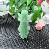 Chinese Dragon Carving in Charoite Gemstone, 3 angels in pink opal & aventurine - final payment