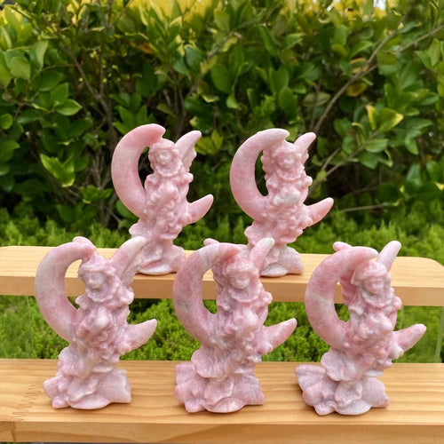 Chinese Dragon Carving in Charoite Gemstone, 3 angels in pink opal & aventurine - final payment