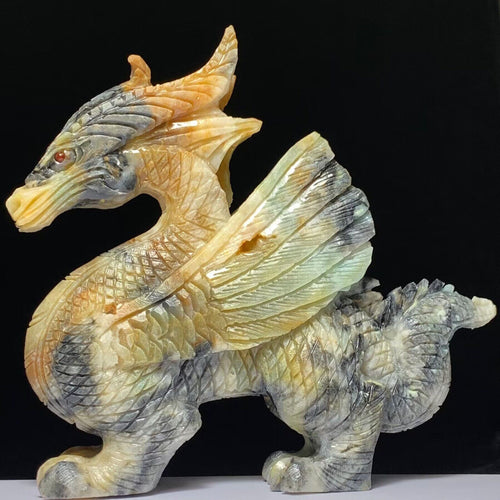 Amazonite Flying Dragon Carving - Amazon stone chinese dragon