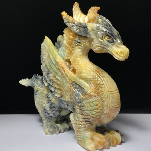 Amazonite Flying Dragon Carving - Amazon stone chinese dragon