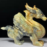 Amazonite Flying Dragon Carving - Amazon stone chinese dragon