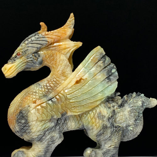 Amazonite Flying Dragon Carving - Amazon stone chinese dragon