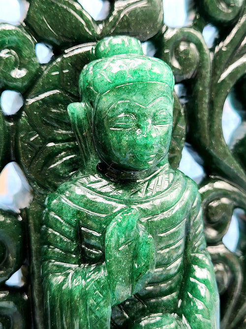 Buddha with beautiful arch - handmade carving of serene and standing Lord Buddha -crystal/reiki - 10 in and 1.91 kg