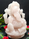 Big Ganesh Statue hand carved in Rose Quartz - Lord Ganesha Idol |Sculpture in Crystals and Gemstones -Reiki/Chakra - 10 inch and 4.26 kgs