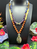 Unique 7-chakra 109 bead necklace with labradorite Om pendant | gemstone/crystal jewelry | Mother's Day/Anniversary/Engagement/Birthday gift