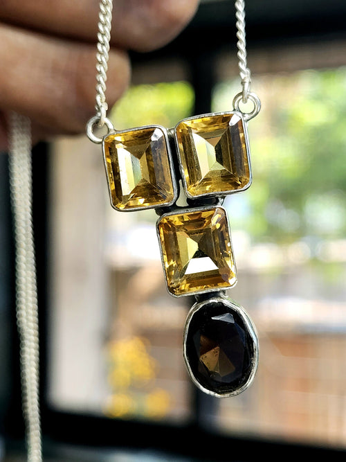 Smokey citrine necklace in 925 sterling silver - gemstone/crystal jewelry | Mother's Day/engagement/anniversary/occasion gift