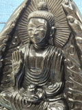 Silver Sheen Buddha - handmade carving of serene and meditating Lord Buddha - crystal/reiki/healing - 11 inches and 4.40 kg (9.68 lb)