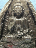 Silver Sheen Buddha - handmade carving of serene and meditating Lord Buddha - crystal/reiki/healing - 11 inches and 4.40 kg (9.68 lb)