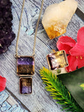 Stunning ametrine jewelry set (necklace/ring) in 925 sterling silver - gemstone/crystal jewelry | Mother's Day/anniversary/occasion gift