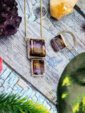 Stunning ametrine jewelry set (necklace/ring) in 925 sterling silver - gemstone/crystal jewelry | Mother's Day/anniversary/occasion gift