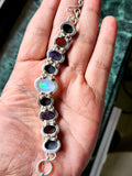 Exquisite opal, tanzanite, star sapphire and garnet bracelet set in 925 sterling silver - gemstone jewelry | Ideal special occasion gift