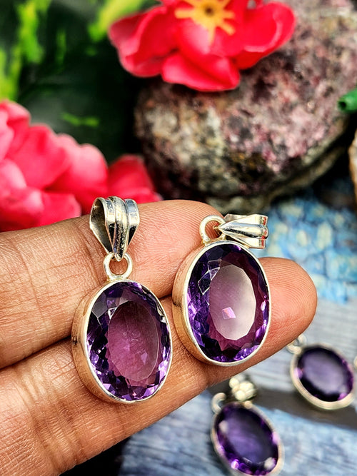 Beautiful Amethyst pendant in 925 sterling silver - gemstone/crystal jewelry |Mother's Day/engagement/wedding/anniversary/birthday gift