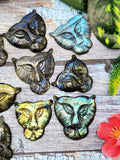 Majestic Handmade Gemstone Carving of Lion Face in Labradorite Stone - Symbol of Strength and Protection - 2 inches - ONE PIECE ONLY