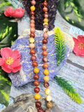 Sacred Handmade Mookaite Jasper Bead Mala with Yellow Aventurine Holy Cross Pendant - Embrace Spiritual Connection and Divine Protection