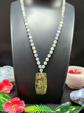Sacred Handmade Labradorite Bead Mala with Labradorite Om Pendant - Embrace Spiritual Harmony and Protection