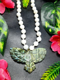 White Moonstone Bead Mala Necklace with Labradorite Phoenix Pendant - Symbolism and Craftsmanship