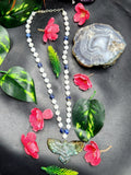 Selenite and Lapis Lazuli Bead Mala Necklace with Labradorite Phoenix Pendant - Symbolism and Artisan Craftsmanship