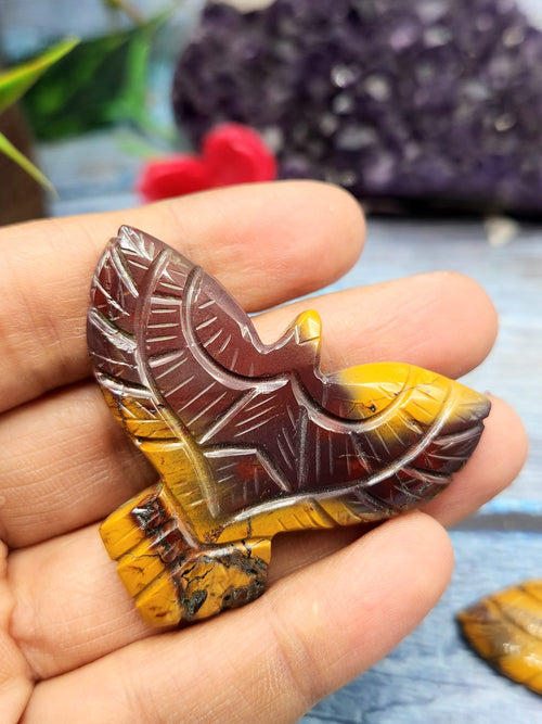 Exquisite Handmade Carving of Phoenix/Eagle in Mookaite Jasper Stone - Symbol of Transformation and Vitality - 2 inches - ONE PIECE ONLY