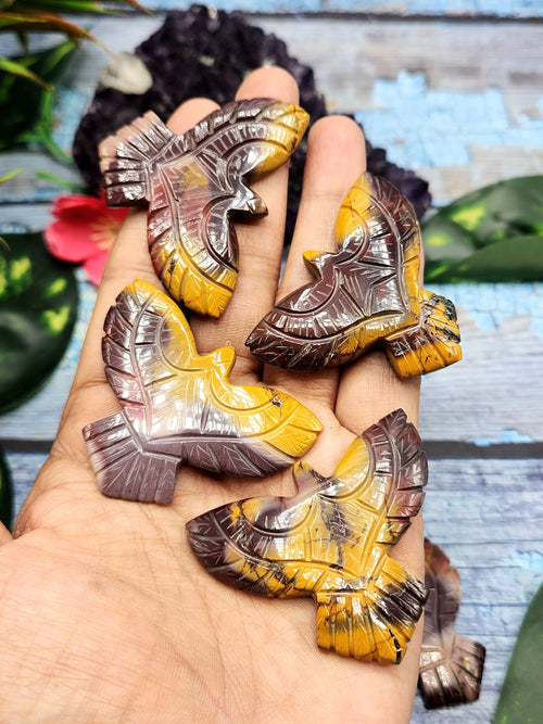 Exquisite Handmade Carving of Phoenix/Eagle in Mookaite Jasper Stone - Symbol of Transformation and Vitality - 2 inches - ONE PIECE ONLY
