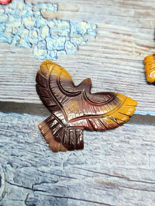 Exquisite Handmade Carving of Phoenix/Eagle in Mookaite Jasper Stone - Symbol of Transformation and Vitality - 2 inches - ONE PIECE ONLY