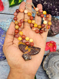 Sacred Handmade Mookaite Jasper Bead Mala with Mookaite Jasper Phoenix Pendant - Embrace Spiritual Transformation and Rebirth