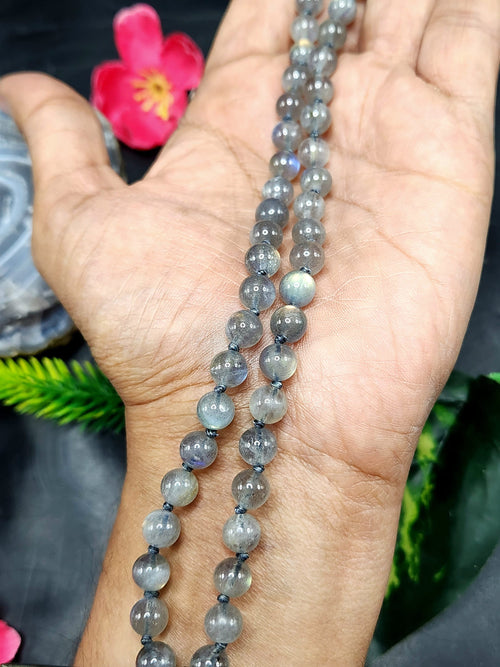 Labradorite Bead Mala with Labradorite Phoenix/Eagle Pendant - Embrace Transformation and Divine Connection