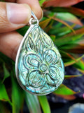 Labradorite Floral Carving Teardrop Pendant - Unveiling Nature's Artistry in Gemstone Jewelry