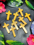 Yellow Aventurine Holy Cross Pendant - Embrace Radiance and Craftsmanship - ONE PIECE ONLY