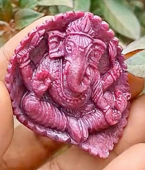 Custom Gemstome Carvings - Amazonite Ganeshas lot of 3, Clear Quartz Buddha 2, Ruby Ganesha