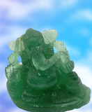 Green Fluorite carving of Ganesh by Shwasam Crystals - Shwasam
