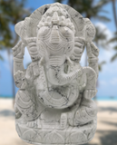 Howlite stone carving of Lord Ganesh by Shwasam Crystals - Shwasam