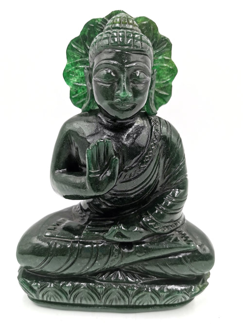 Dark Green Aventurine carving of Buddha - Shwasam
