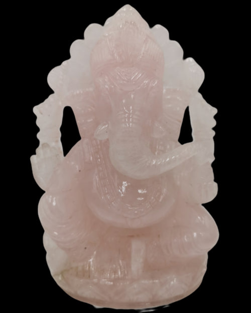 Rose Quartz Ganesh carving - Shwasam