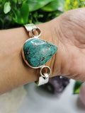 Turquoise Stone Bracelet made in 925 Sterling Silver, free size turquoise bracelet | gemstone jewelry | crystal jewelry | quartz - Shwasam