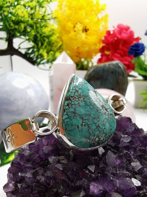 Turquoise Stone Bracelet made in 925 Sterling Silver, free size turquoise bracelet | gemstone jewelry | crystal jewelry | quartz - Shwasam