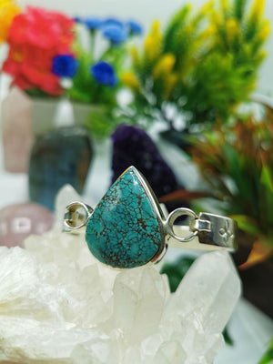 Turquoise Stone Bracelet made in 925 Sterling Silver, free size turquoise bracelet | gemstone jewelry | crystal jewelry | quartz - Shwasam