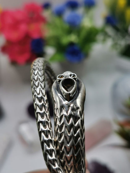 Snake design bracelet made in 925 silver with garnet stone used as eye | gifts for her | gifts for girlfriend | gifts for mom - Shwasam