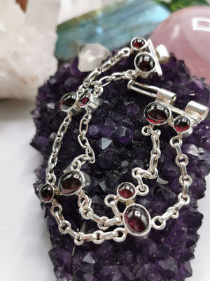 Bracelet with Garnet stone made in 925 sterling silver, free size garnet bracelet | Christmas Gift | Mothers Day | Anniversary Gift | Birthday Gift - Shwasam