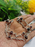 Bracelet with Garnet stone made in 925 sterling silver, free size garnet bracelet | Christmas Gift | Mothers Day | Anniversary Gift | Birthday Gift - Shwasam
